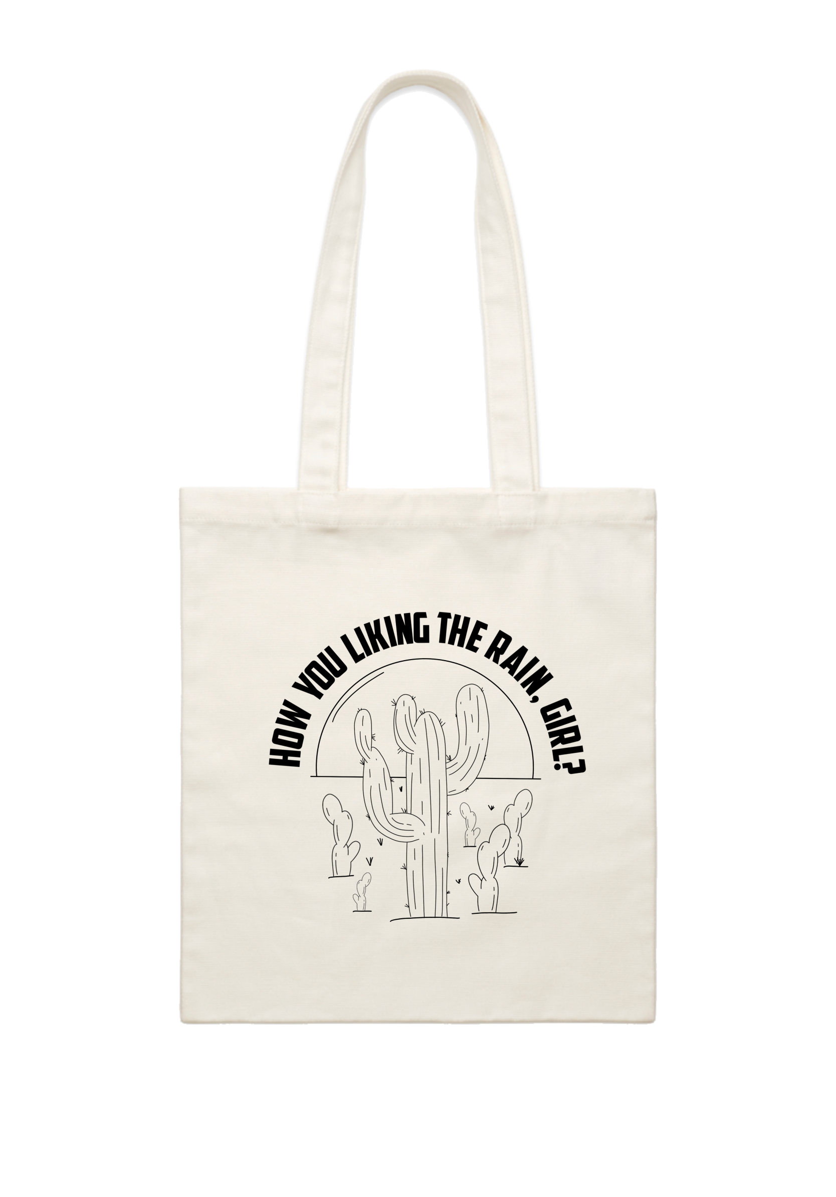 How you liking the rain, girl? Tote bag