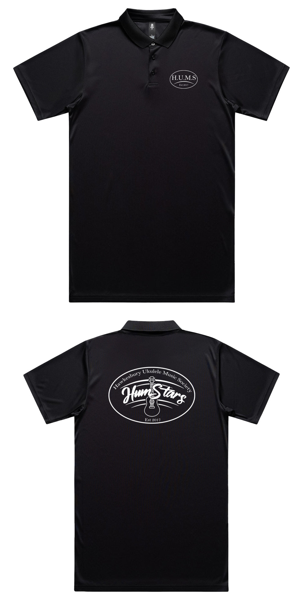 Hums Black Work Polo: Womens