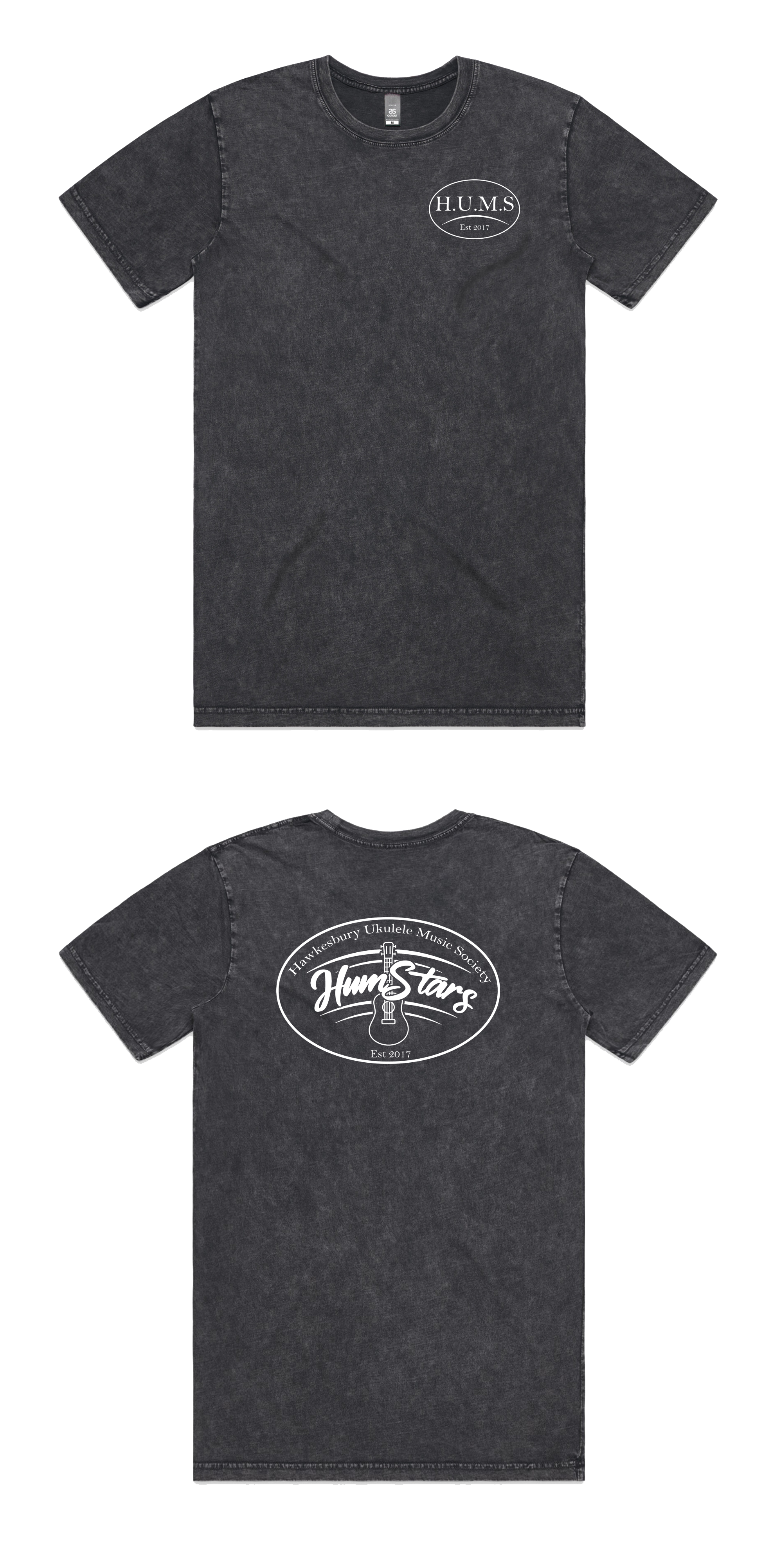 Hums Stonewash Tshirt: Front Pocket Print + Back Print