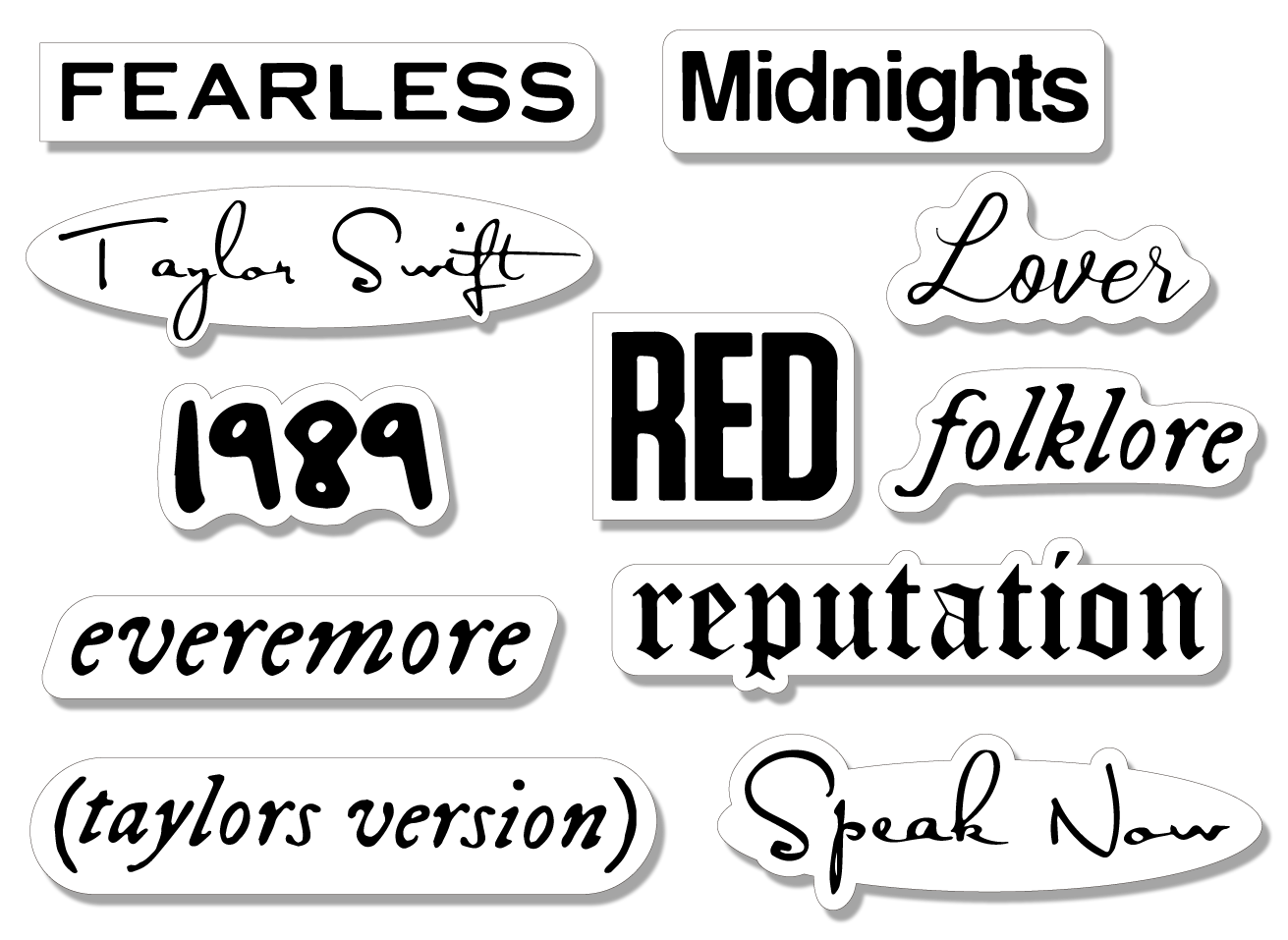 TS Album Titles Sticker Pack